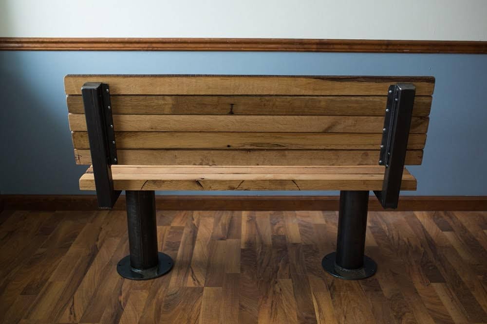 Bolt Down Wooden Bench with Back