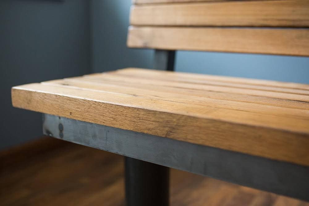 Bolt Down Wooden Bench with Back