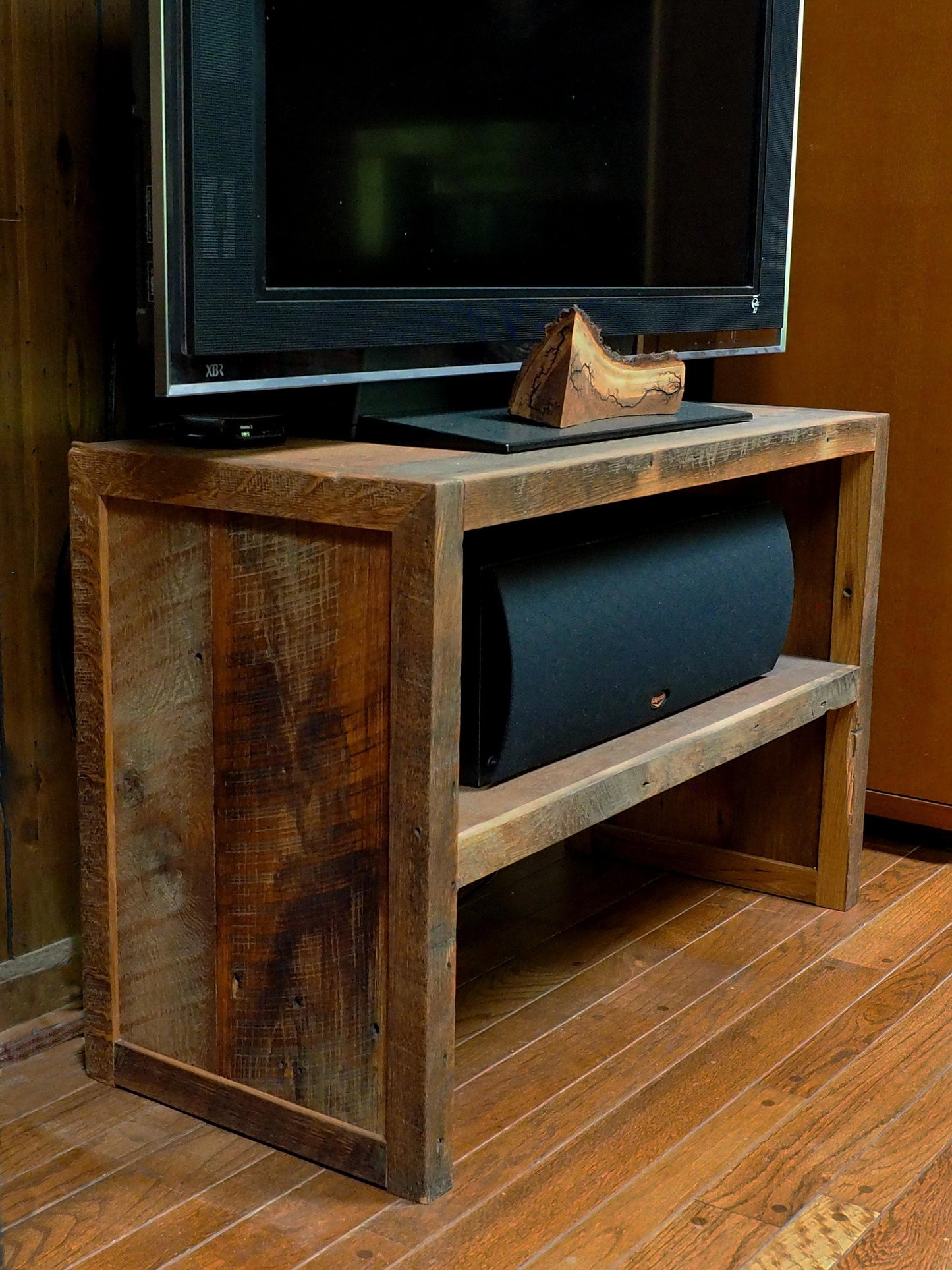 Mid-century Modern Wood Media Console with Shelves