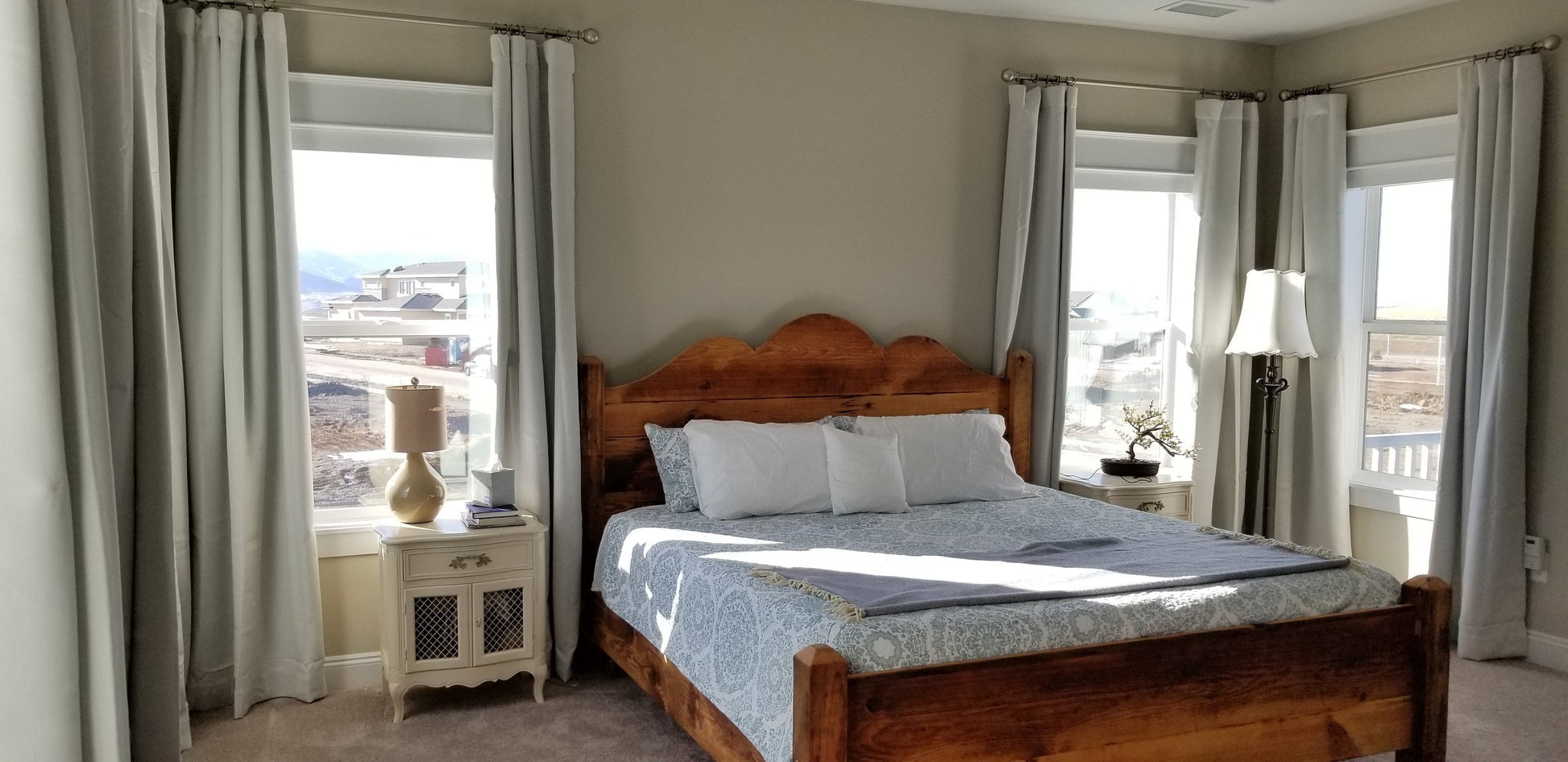 "The Monica Bed" with Scalloped Wood Headboard