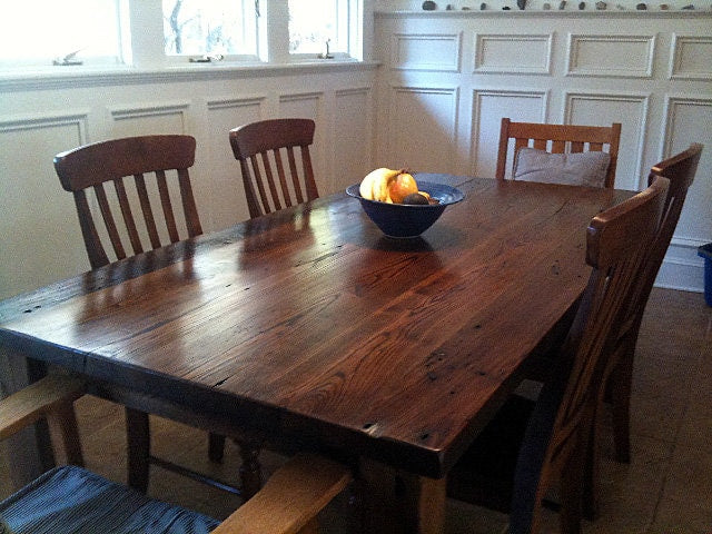 Farmhouse Reclaimed Wormy Chestnut Kitchen Table