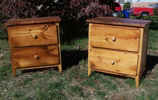 Distressed Reclaimed Pine Nightstand with Drawers