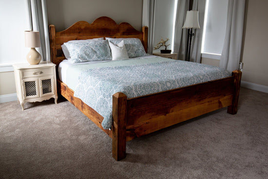 "The Monica Bed" with Scalloped Wood Headboard