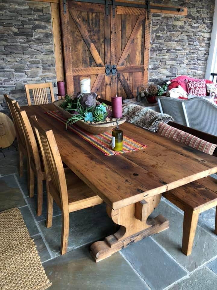 Reclaimed Oak Trestle Dining Table