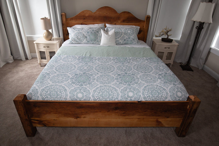 "The Monica Bed" with Scalloped Wood Headboard