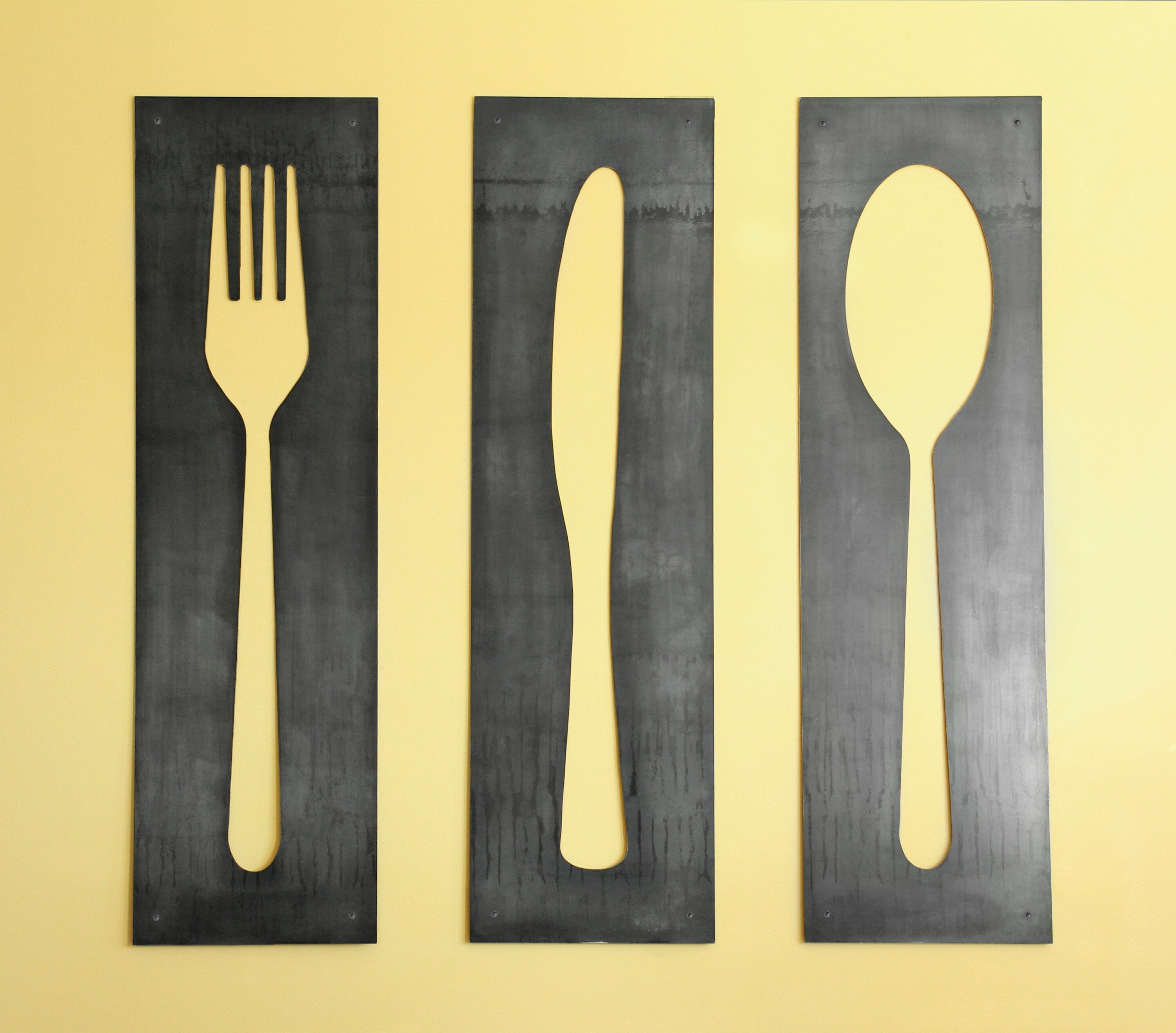 Fork Knife Spoon Wall Art Panel Set