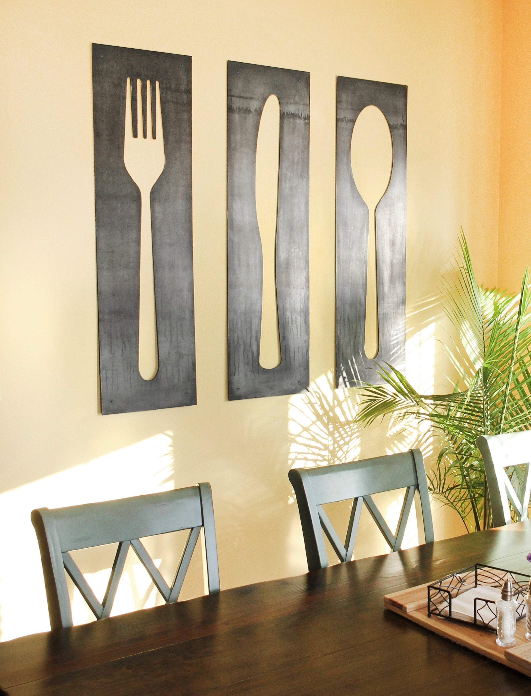 Fork Knife Spoon Wall Art Panel Set