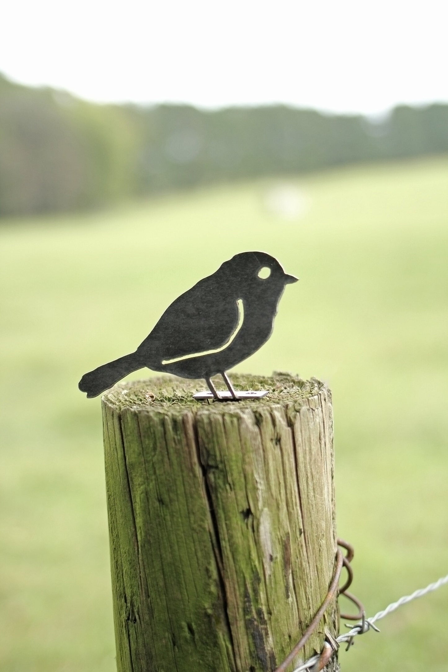 Metal Chickadee Statue