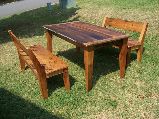 Reclaimed Wood Bench with Relaxed Back