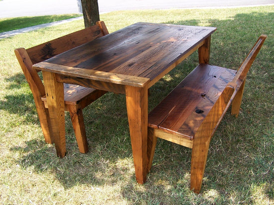 Reclaimed Wood Bench with Relaxed Back