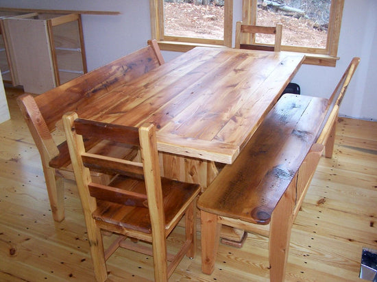 Reclaimed Heart Pine Trestle Dining Table