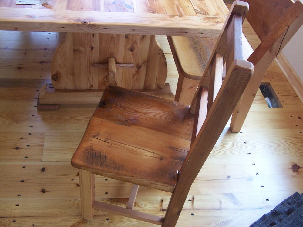 Reclaimed Heart Pine Trestle Dining Table