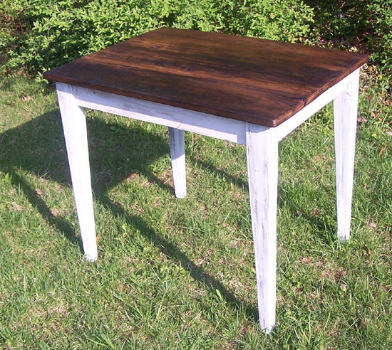 Reclaimed Wormy Chestnut Kitchen Table with White Wood Base