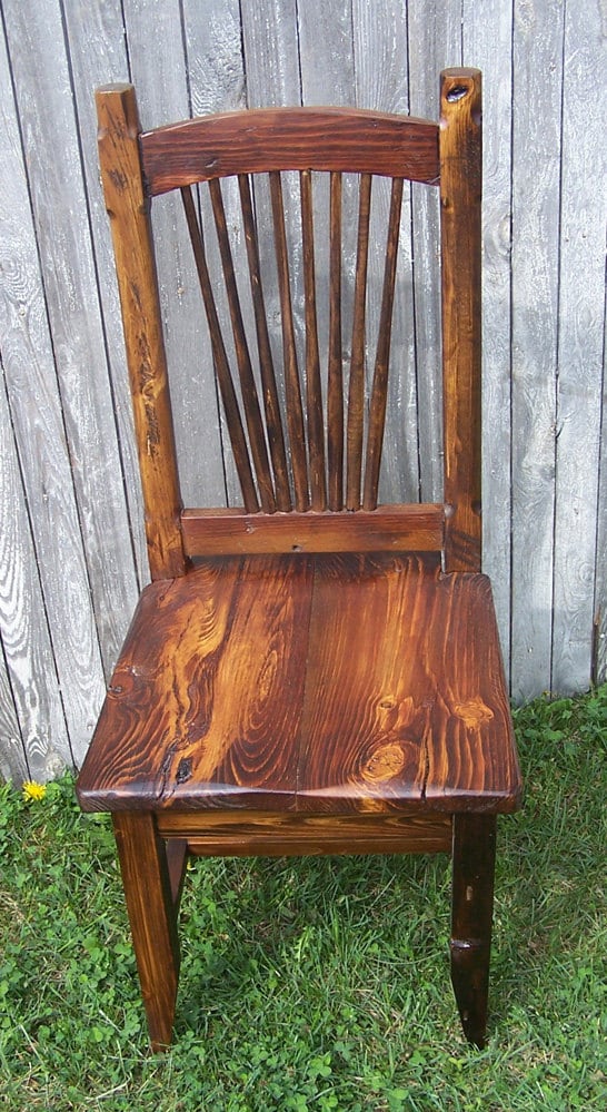 Rustic Spindle-back Heart Pine Dining Chair