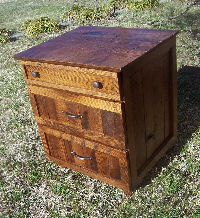 Rustic Oak Nightstand with Drawers