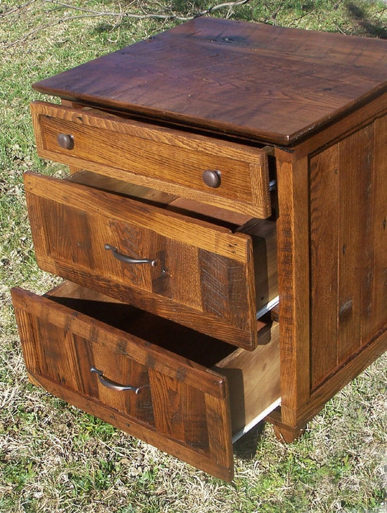 Rustic Oak Nightstand with Drawers