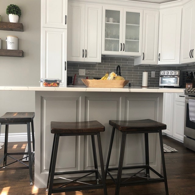 Reclaimed Wood & Metal Saddle Stools (Set of 4)