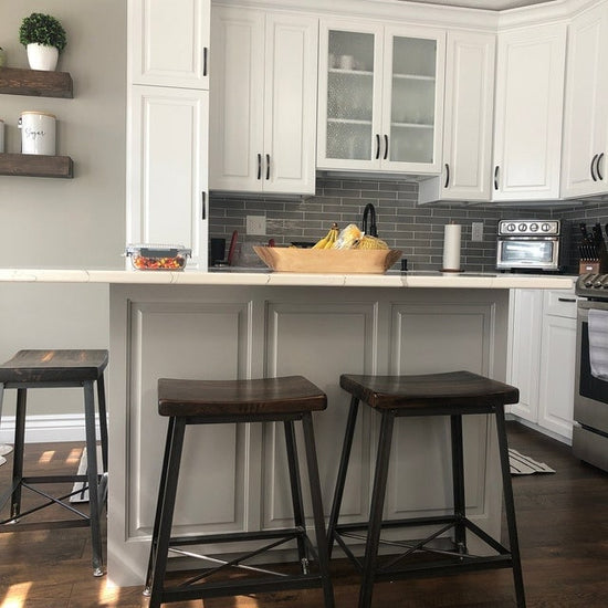 Reclaimed Wood & Metal Saddle Stool