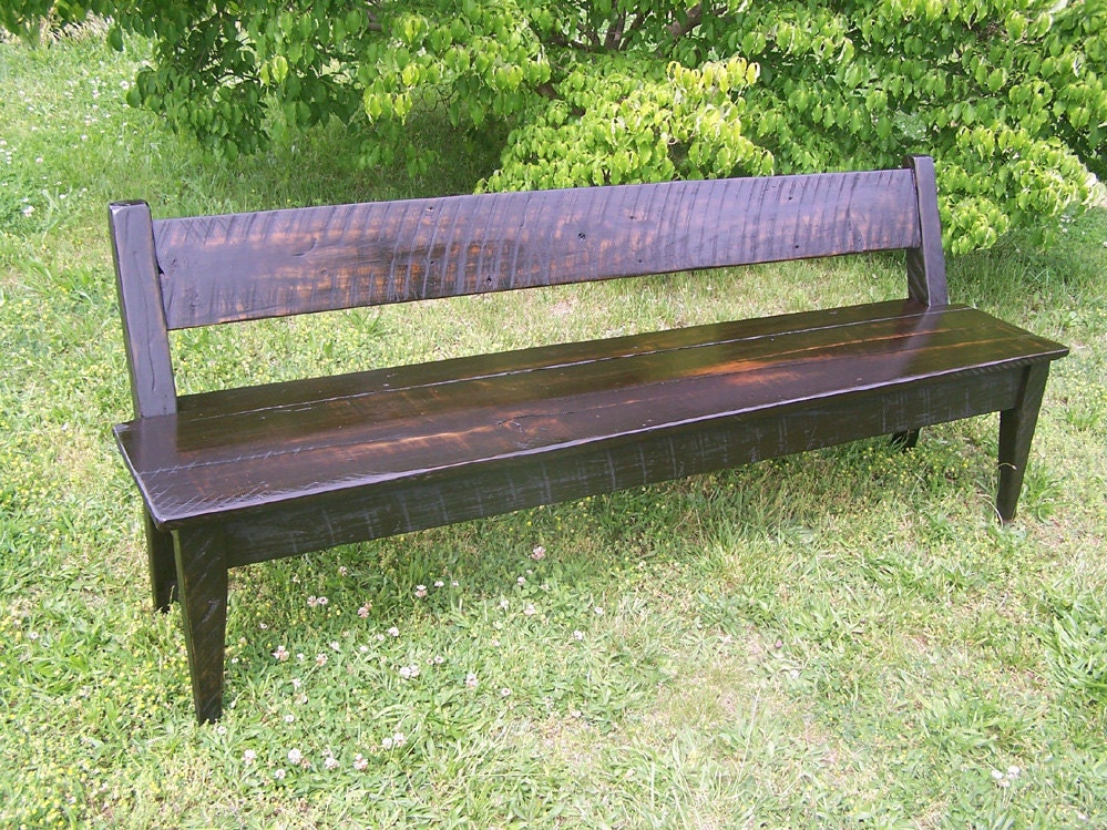 Reclaimed Barnwood Bench with Back