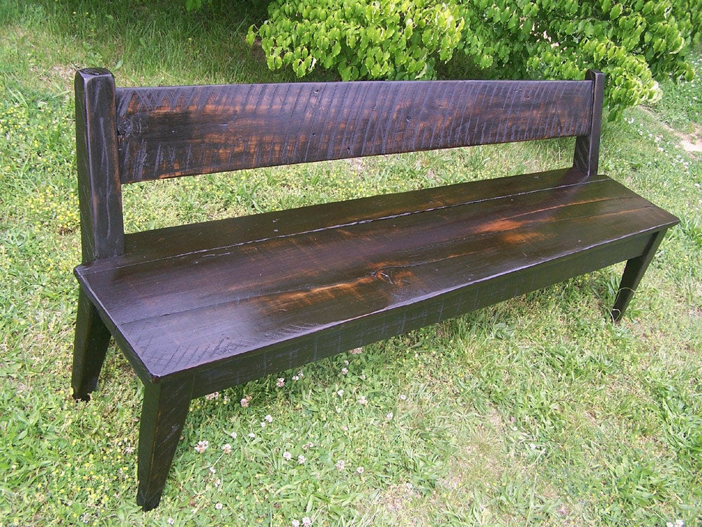 Reclaimed Barnwood Bench with Back