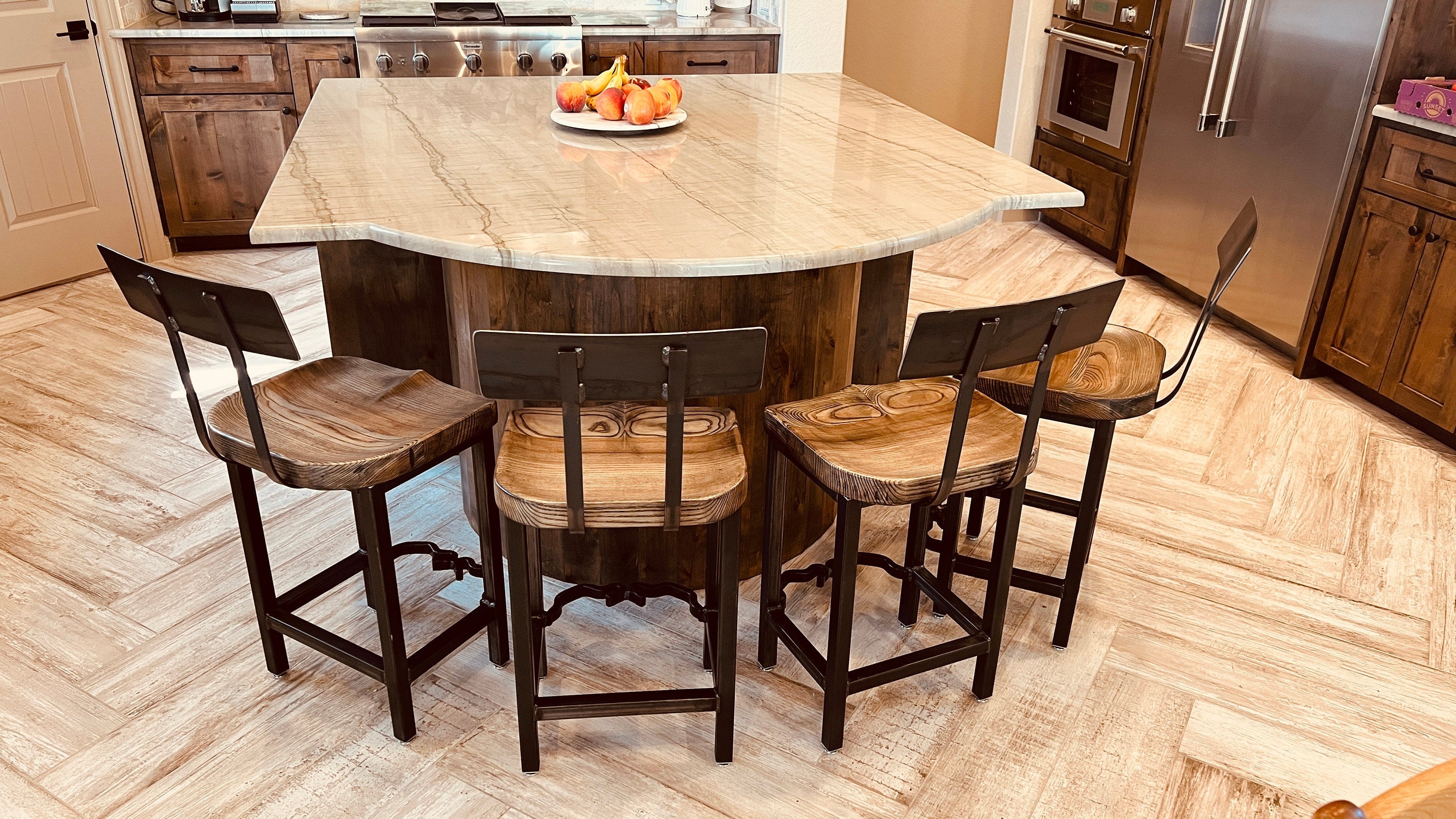 "Baker Street" Reclaimed Wood Bar Chair w/ Salvaged Metal Legs