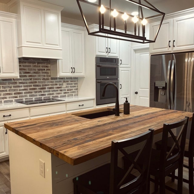 Reclaimed Wormy Chestnut Butcher Block Countertop