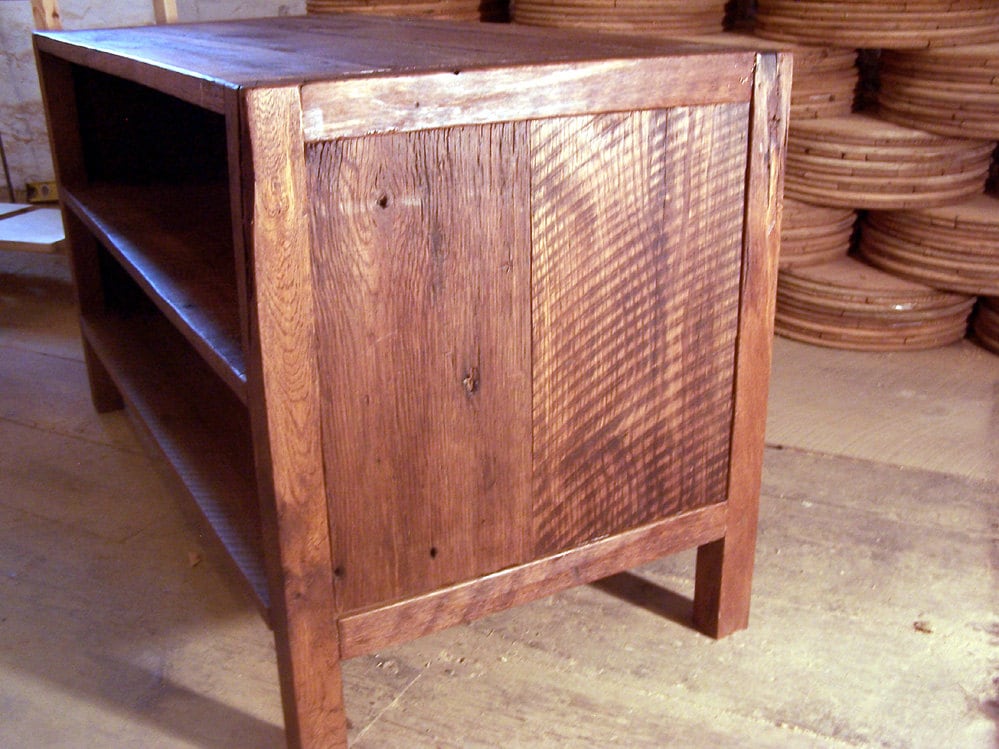 Mid-century Modern Wood Media Console with Shelves