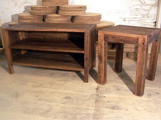 Mid-century Modern Wood Media Console with Shelves