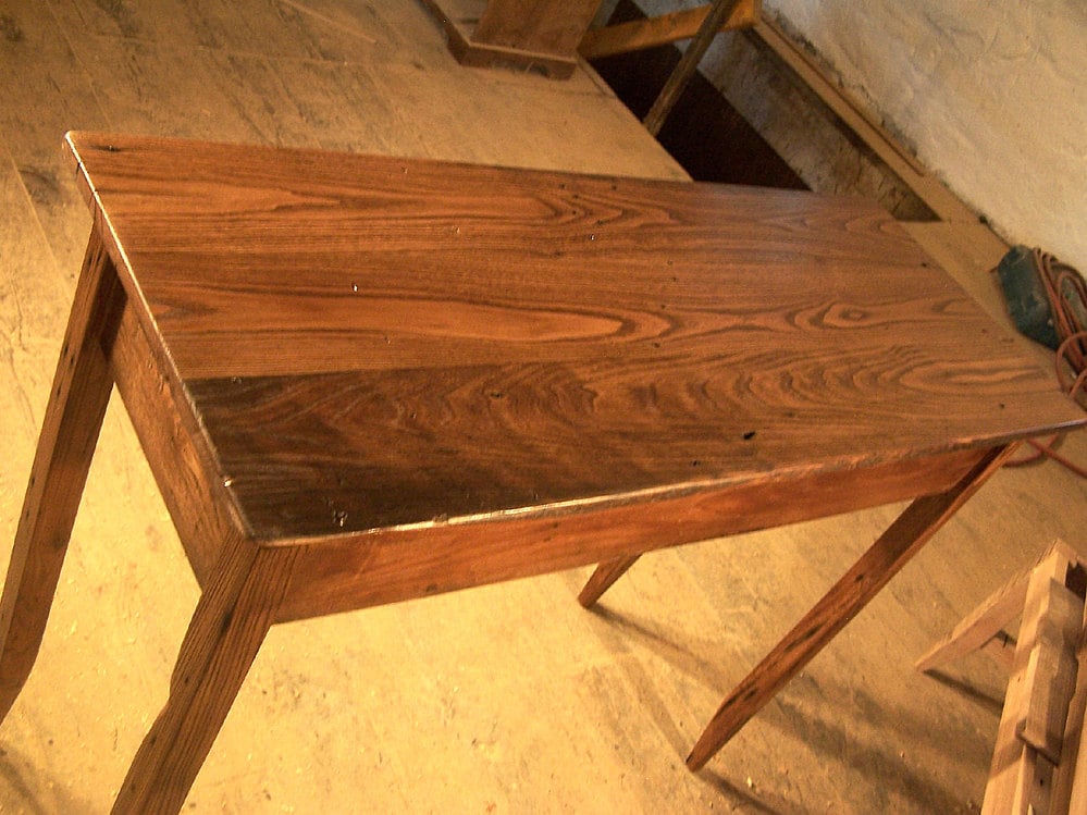 Reclaimed Chestnut Barnwood Writing Desk with Drawer