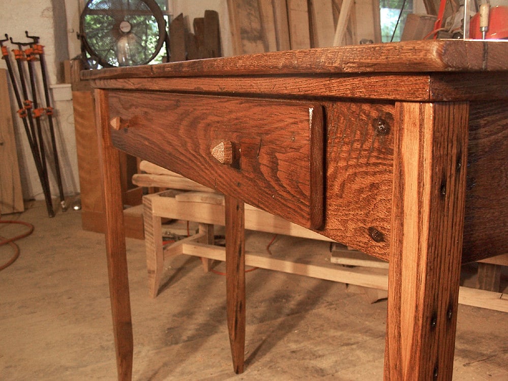 Reclaimed Chestnut Barnwood Writing Desk with Drawer