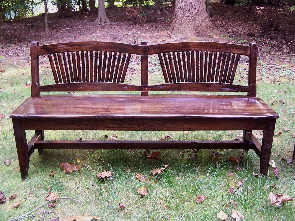 Rustic Spindle-Back Oak Bench