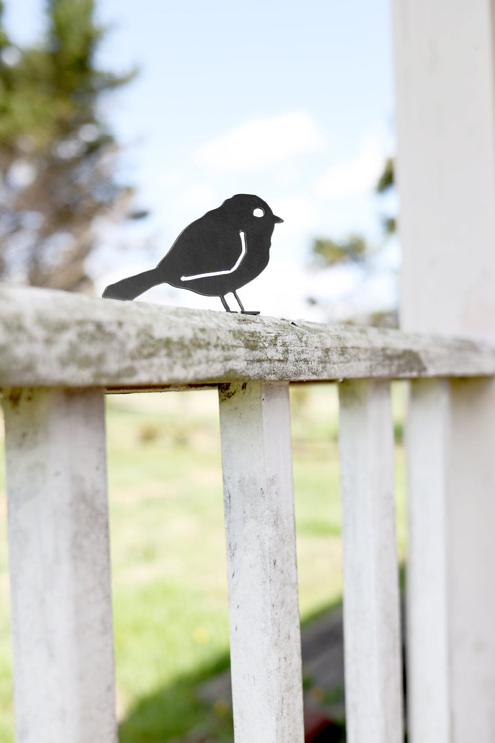 Metal Chickadee Statue