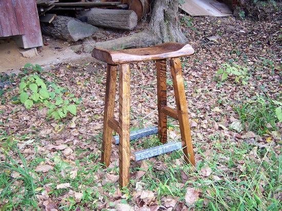 Reclaimed Live Edge Scoop Stool