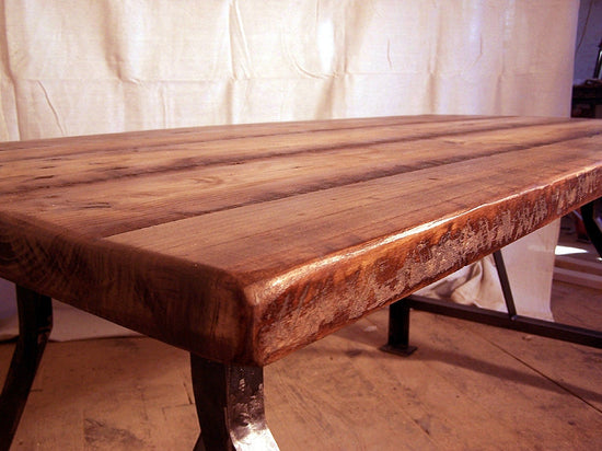 Industrial Reclaimed Wood Desk with Metal Base