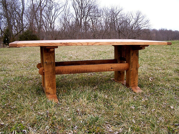 Misson-style Reclaimed Oak Trestle Dining Table