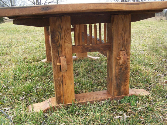 Misson-style Reclaimed Oak Trestle Dining Table