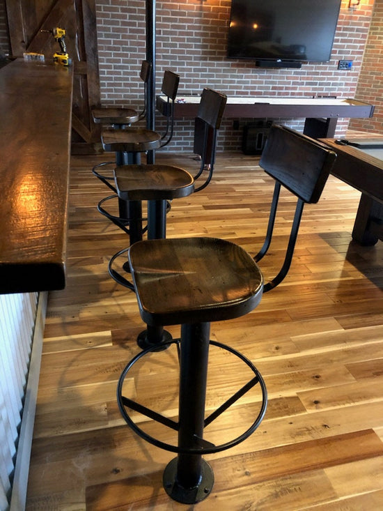 Industrial Bolt Down Swivel Bar Chair w/ Footrest