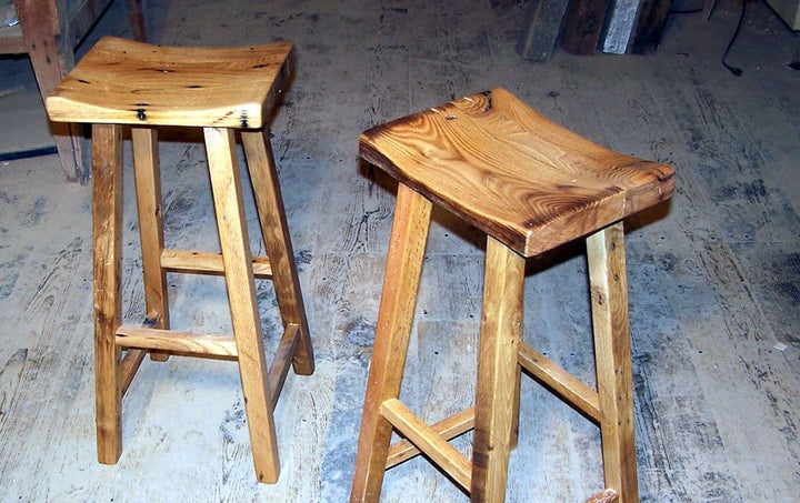 Reclaimed Wormy Chestnut Saddle Seat Stool