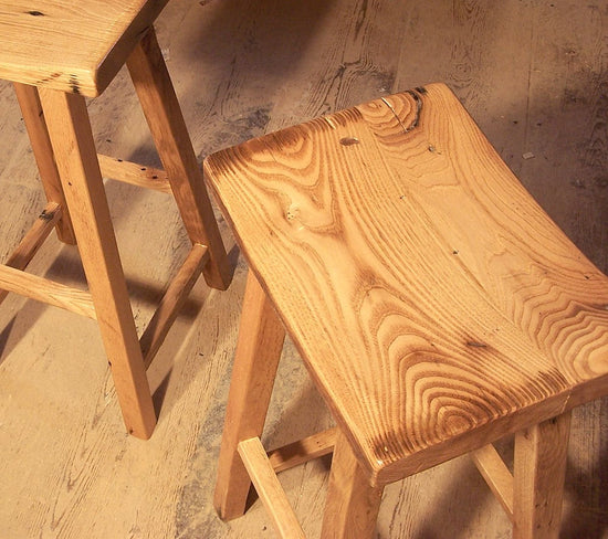 Reclaimed Wormy Chestnut Saddle Seat Stool