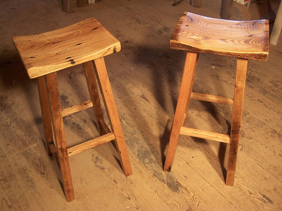 Reclaimed Wormy Chestnut Saddle Seat Stool