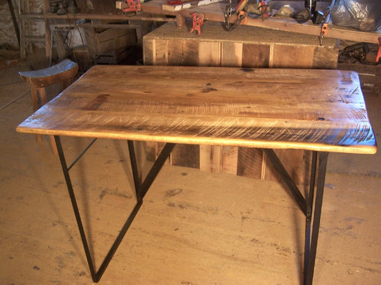 Industrial Reclaimed Tulip Wood Desk with Metal Base