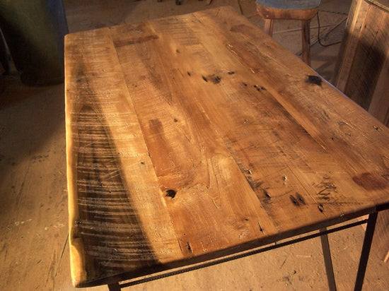 Industrial Reclaimed Tulip Wood Desk with Metal Base