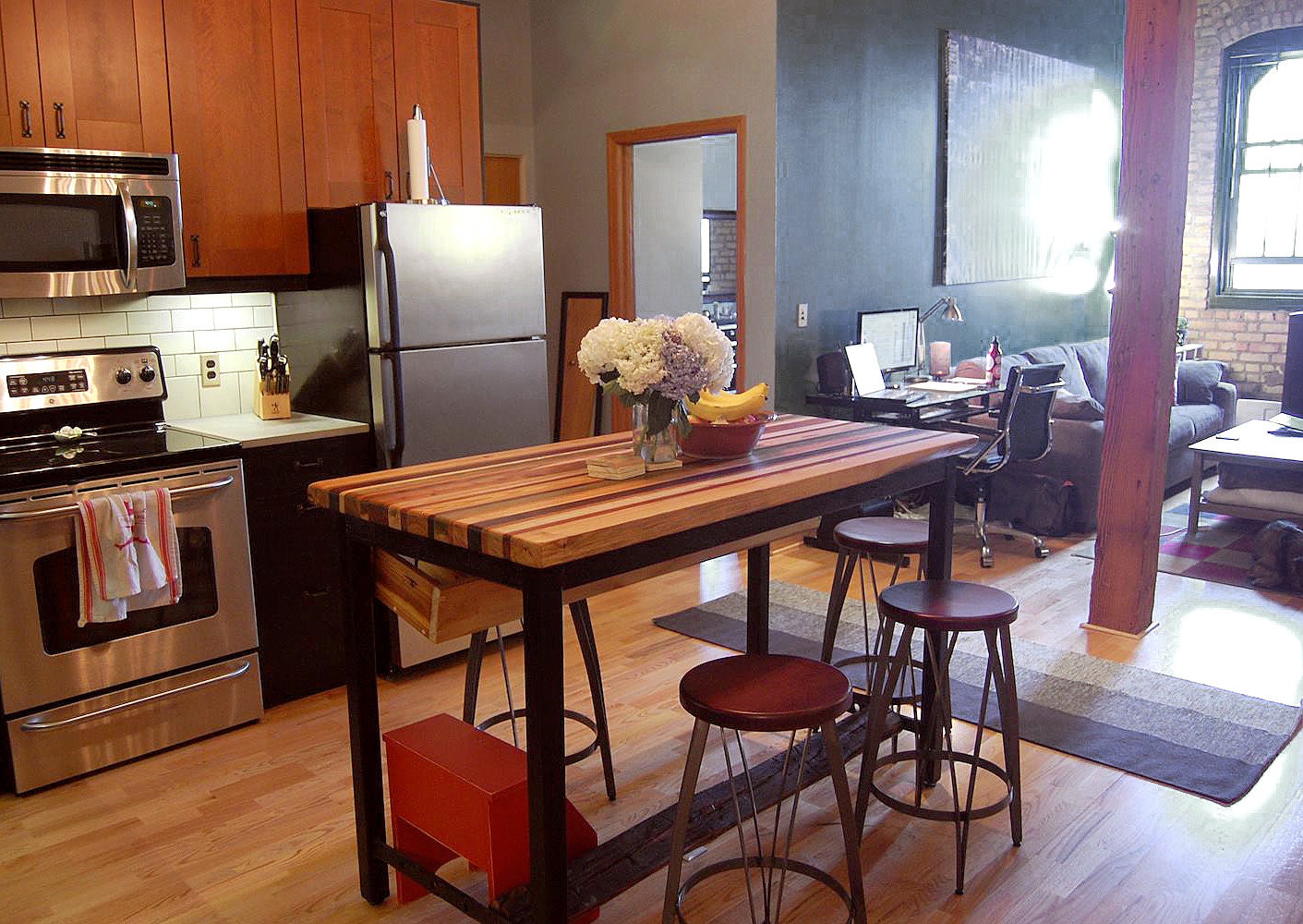 Industrial Butcher Block Kitchen Island