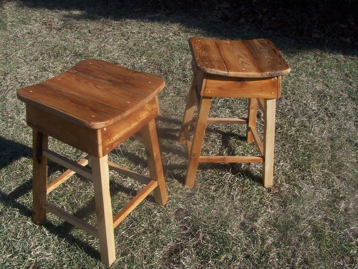 Reclaimed Heart Pine Saddle Stool