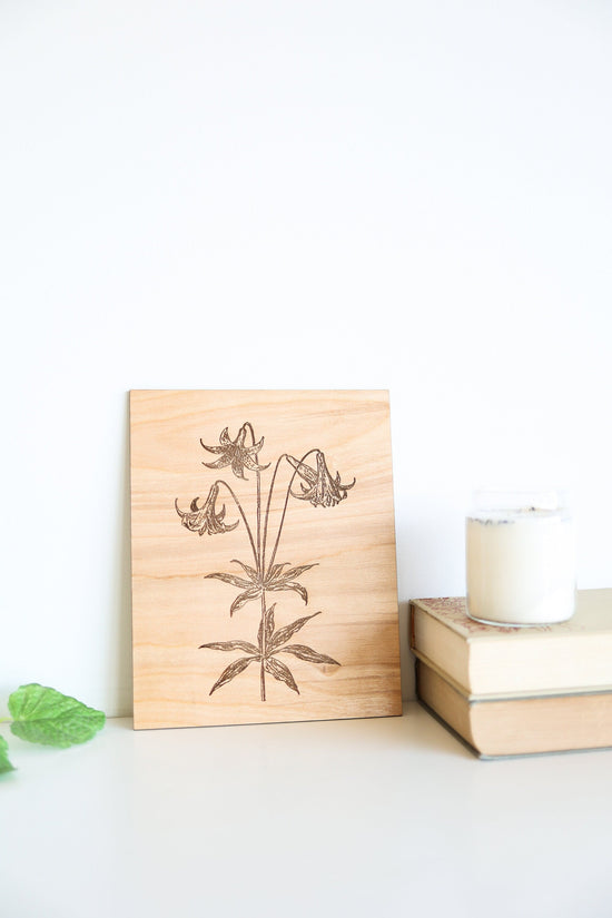 Wooden Lily Panel Wall Art