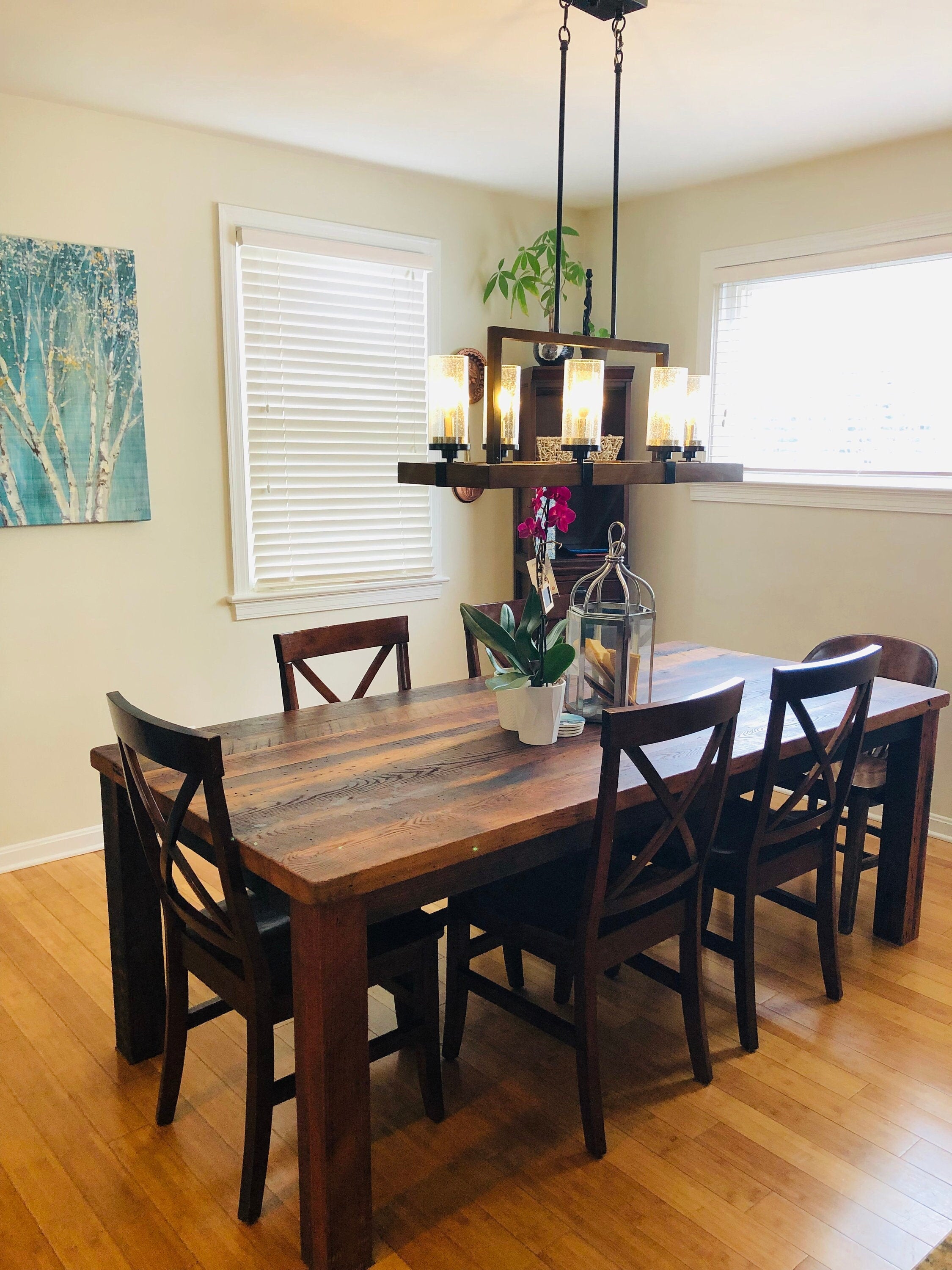 Farmhouse Reclaimed Wormy Chestnut Kitchen Table