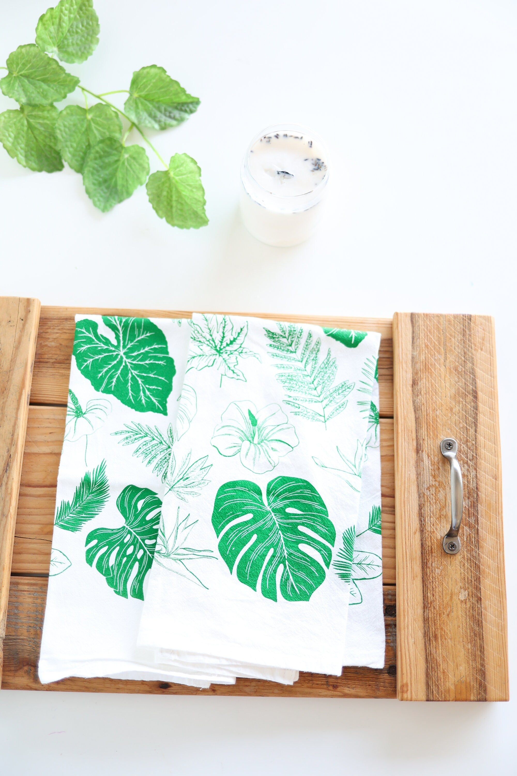 Tropical Leaves Tea Towel