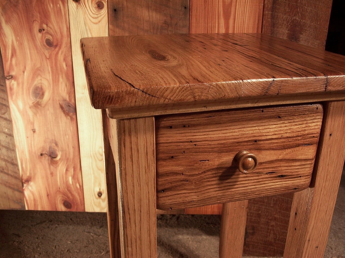 Reclaimed Wormy Chestnut Nightstand with Drawer