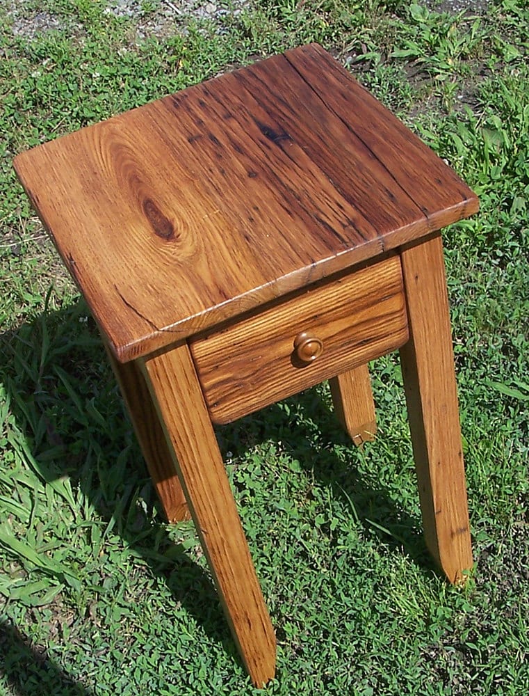 Reclaimed Wormy Chestnut Nightstand with Drawer