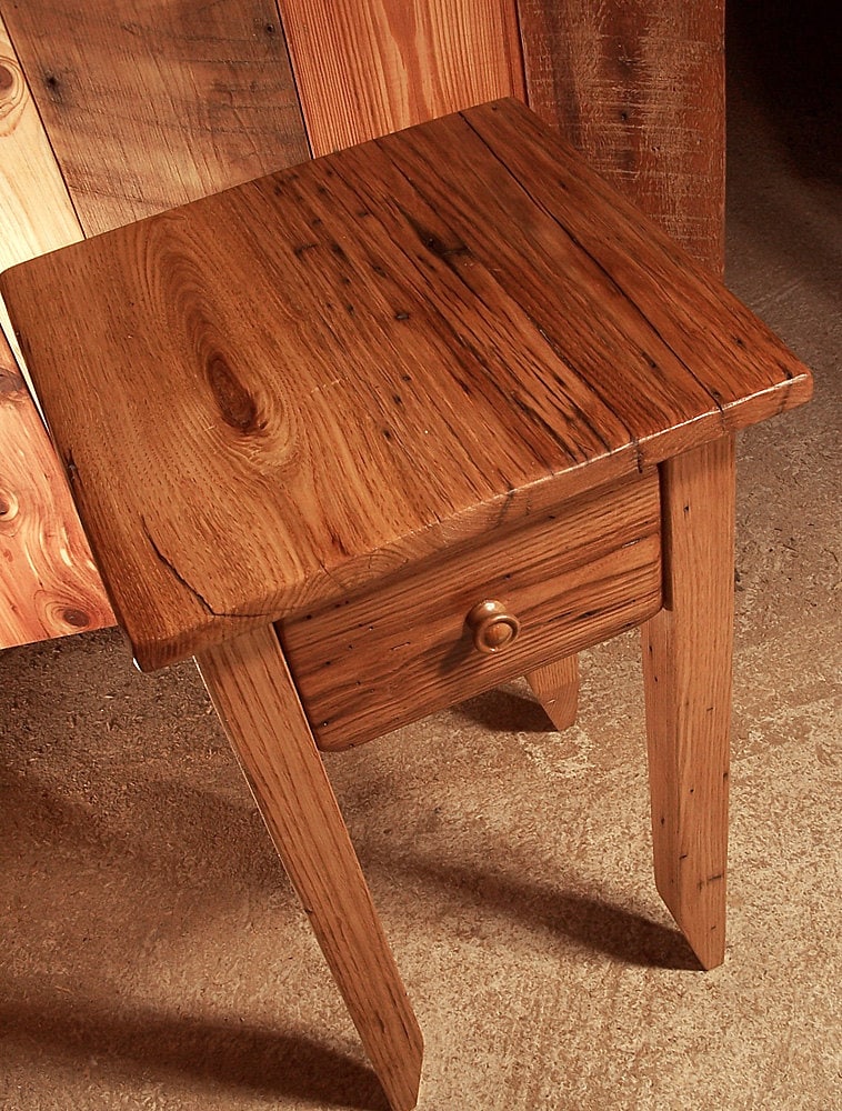 Reclaimed Wormy Chestnut Nightstand with Drawer